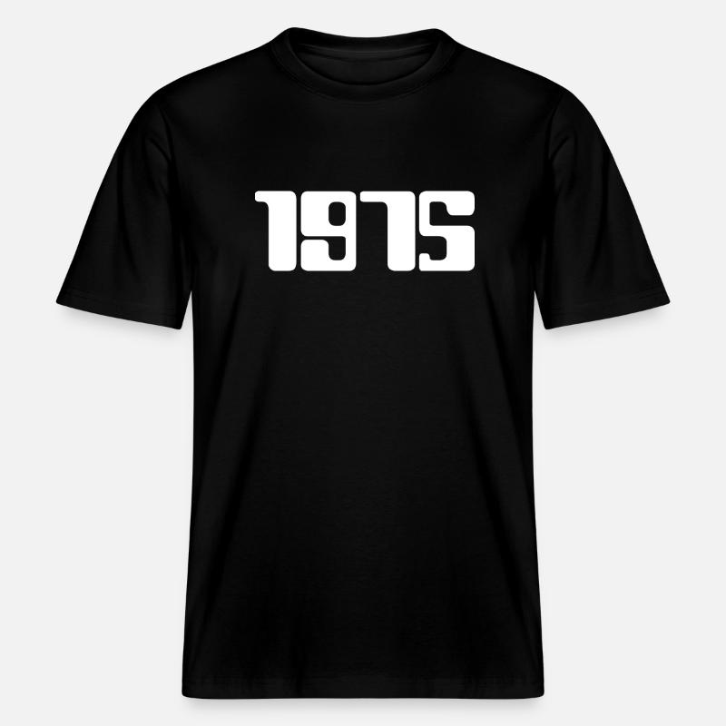 1975 (texte blanc) - T-shirt unisexe RELAXED FIT en coton bio - noir
