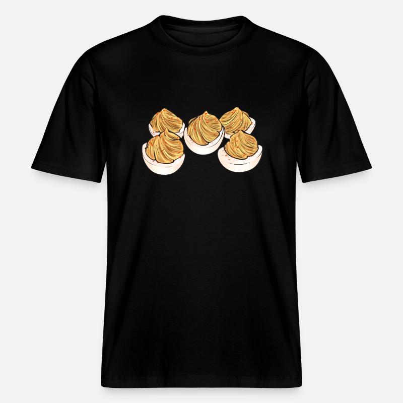 Gefüllte Eier Deviled Eggs -  RELAXED FIT Unisex Organic T-Shirt - Schwarz