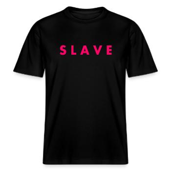 Slave -  RELAXED FIT Unisex Organic T-Shirt - Schwarz - Vorne - Alina (178cm) & Michal (187cm)