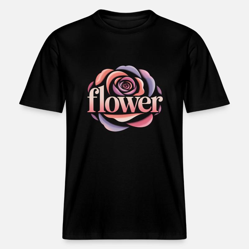 Blumen Logo - Cooles Gartendesign -  RELAXED FIT Unisex Organic T-Shirt - Schwarz