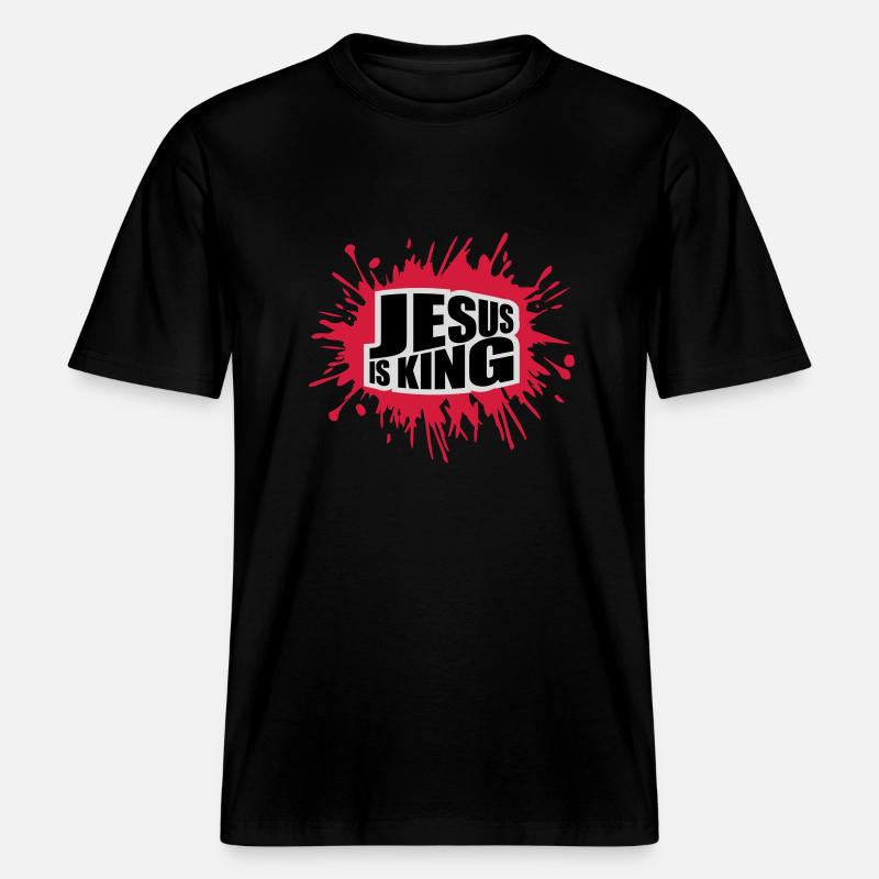 Citation de Jésus est roi -  T-shirt unisexe RELAXED FIT en coton bio - noir