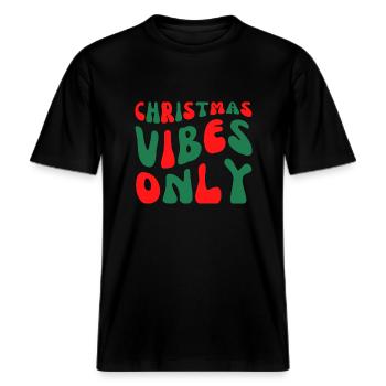 Nur weihnachtliche Vibes -  RELAXED FIT Unisex Organic T-Shirt - Schwarz - Vorne - Alina (178cm) & Michal (187cm)