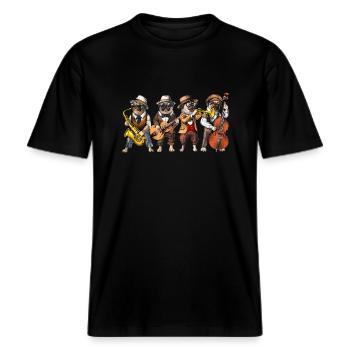 Carlin Chien Musiciens de Jazz -  T-shirt unisexe RELAXED FIT en coton bio - noir - Devant - Alina (178cm) & Michal (187cm)