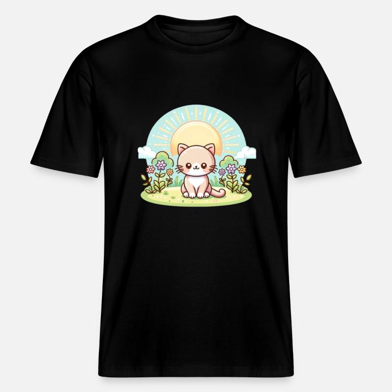 chat mignon -  T-shirt unisexe RELAXED FIT en coton bio - noir