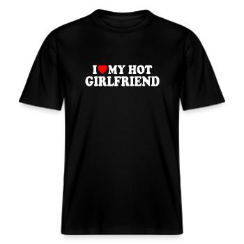 i love my hot girlfriend -  Økologisk unisex T-shirt RELAXED FIT - sort - Foran - Alina (178cm) & Michal (187cm)