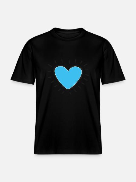 Herz hellblau - RELAXED FIT Unisex Organic T-Shirt - Schwarz