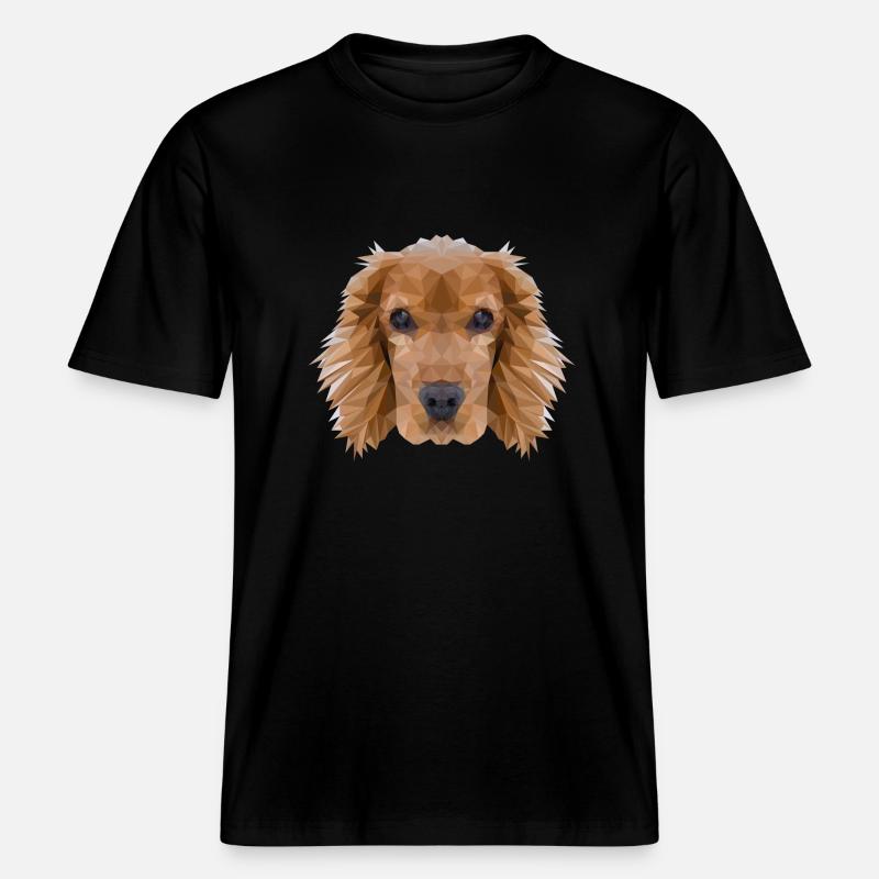 Cocker Spaniel Hund Polygondesign - RELAXED FIT Unisex Organic T-Shirt - Schwarz