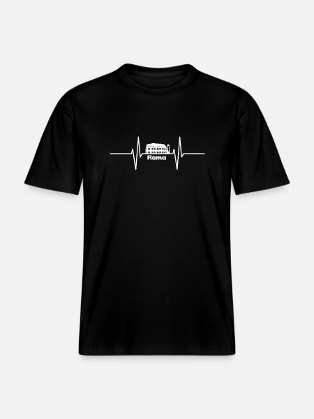 Heartbeat with Colosseum Rome -  RELAXED FIT Unisex Organic T-Shirt - black