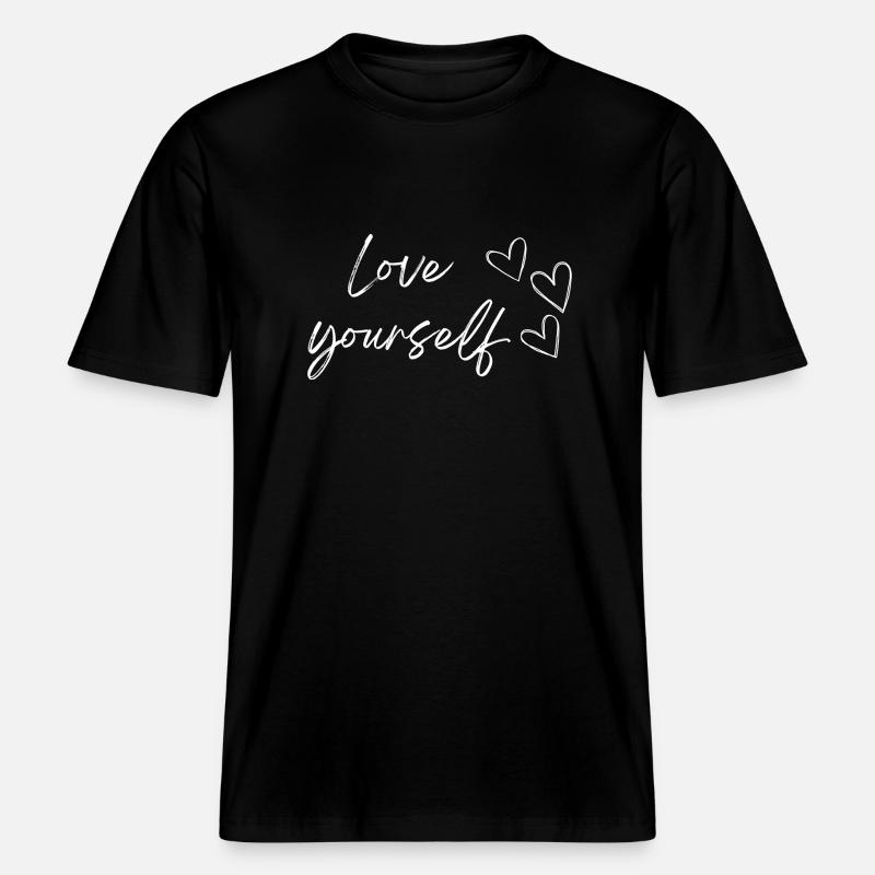 Aimez-vous (texte blanc) -  T-shirt unisexe RELAXED FIT en coton bio - noir