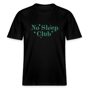 No Sleep Club Typografie -  RELAXED FIT Unisex Organic T-Shirt - Schwarz - Vorne - Alina (178cm) & Michal (187cm)