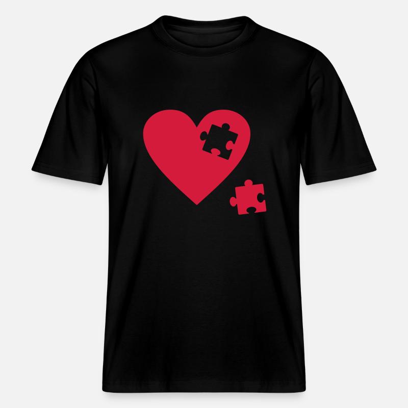 cuore Puzzle - Maglietta ecologica Unisex RELAXED FIT - nero