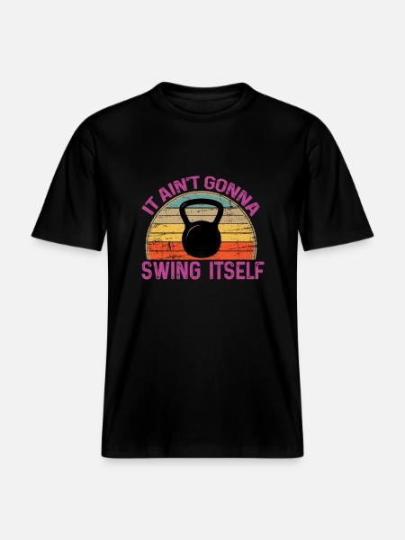 Det kommer ikke til å svinge seg selv morsom kettlebell -  Økologisk RELAXED FIT Unisex T-skjorte - svart