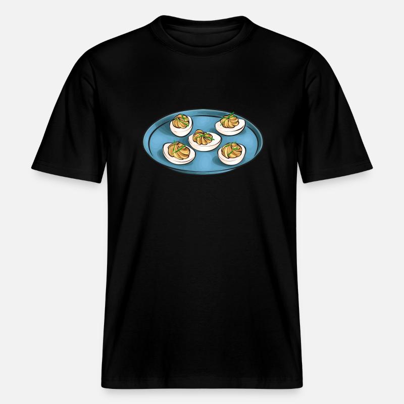 Stuffed Eggs Deviled Eggs -  RELAXED FIT Unisex Organic T-Shirt - black