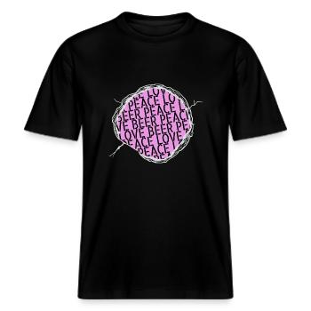 global peace brewery humor happy sorority liquor -  RELAXED FIT Unisex Organic T-Shirt - Schwarz - Vorne - Alina (178cm) & Michal (187cm)