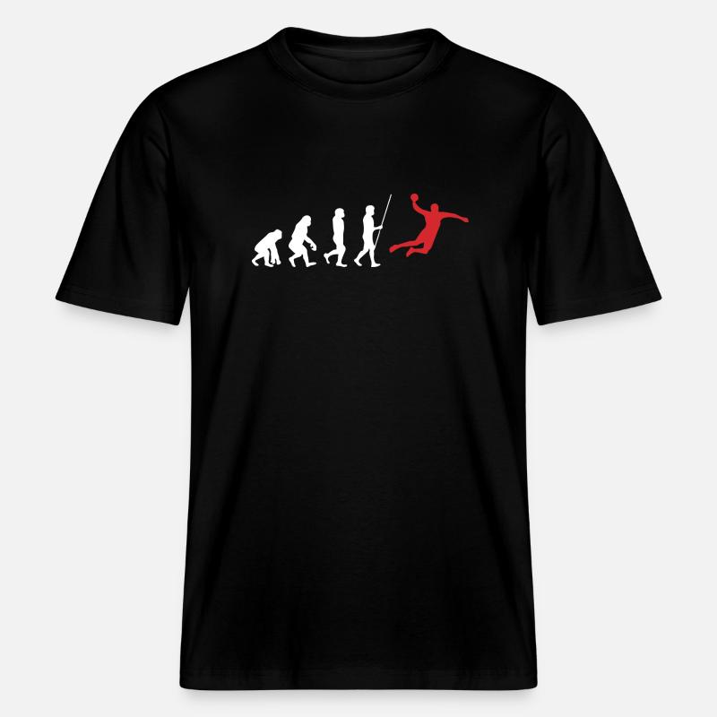 Évolution du handball -  T-shirt unisexe RELAXED FIT en coton bio - noir