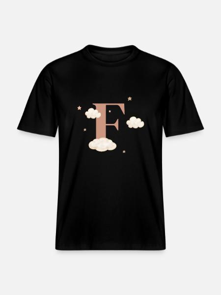 Letter f clouds stars - RELAXED FIT Unisex Organic T-Shirt - black