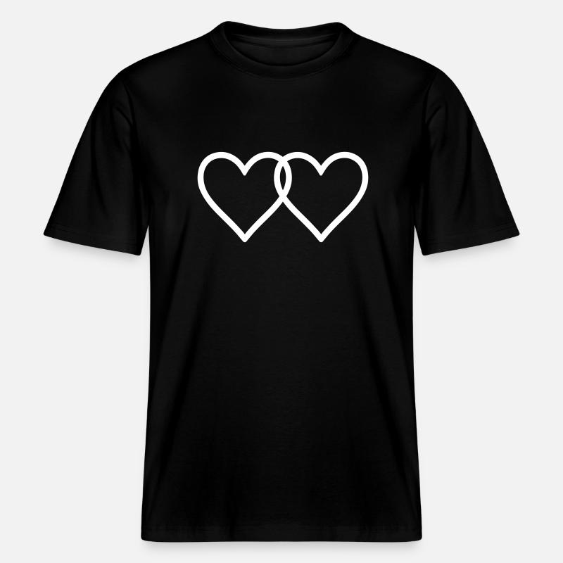 Hearts Love Symbol -  RELAXED FIT Unisex Organic T-Shirt - black