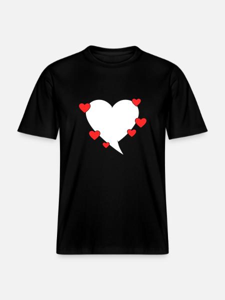 Speech bubble with hearts - RELAXED FIT Unisex Organic T-Shirt - black