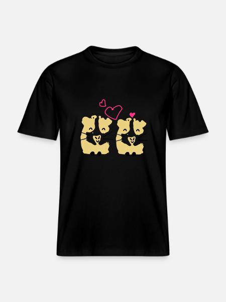 søt Gini-gris marsvin par -  Økologisk RELAXED FIT Unisex T-skjorte - svart