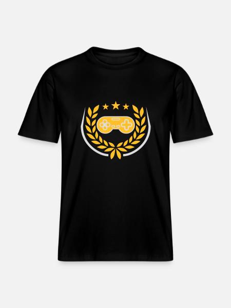 Laurel Wreath Retro Gamer Controller -  RELAXED FIT Unisex Organic T-Shirt - black