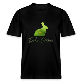 Frohe Ostern Ostern -  RELAXED FIT Unisex Organic T-Shirt - Schwarz - Vorne - Alina (178cm) & Michal (187cm)