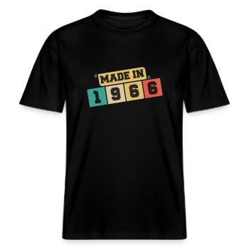 1966 Geburtstag 1966 Jahrgang 1966 Geburtstag -  RELAXED FIT Unisex Organic T-Shirt - Schwarz - Vorne - Alina (178cm) & Michal (187cm)