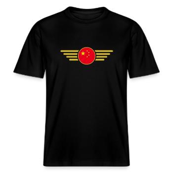J’aime la Chine, T-shirt design de style élégance -  T-shirt unisexe RELAXED FIT en coton bio - noir - Devant - Alina (178cm) & Michal (187cm)