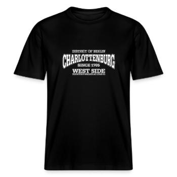 Charlottenburg Berlin West Side (white) -  RELAXED FIT Unisex Organic T-Shirt - Schwarz - Vorne - Alina (178cm) & Michal (187cm)
