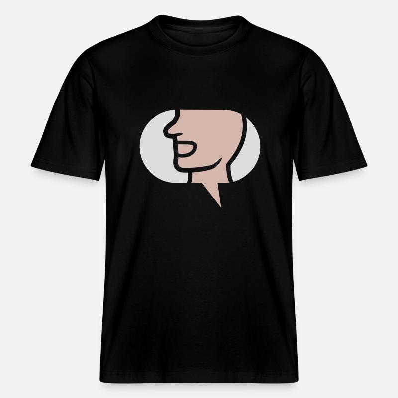 Chat Simple Symbole Bulle -  T-shirt unisexe RELAXED FIT en coton bio - noir