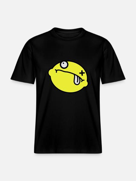 Dead Lemon Smiley - RELAXED FIT Unisex Organic T-Shirt - black