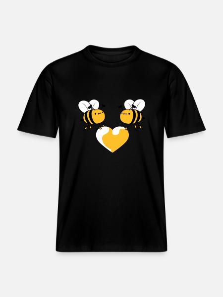 2 bees in love - RELAXED FIT Unisex Organic T-Shirt - black