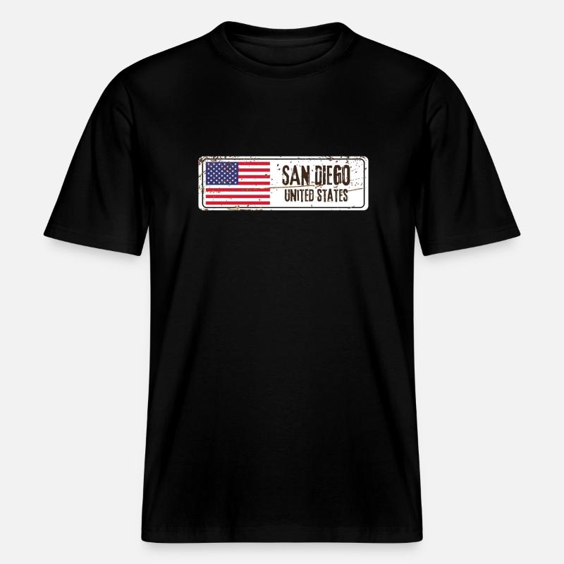 Drapeau de San Diego - T-shirt unisexe RELAXED FIT en coton bio - noir