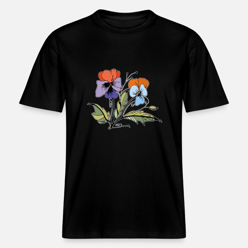 Flowers - RELAXED FIT Unisex Organic T-Shirt - black
