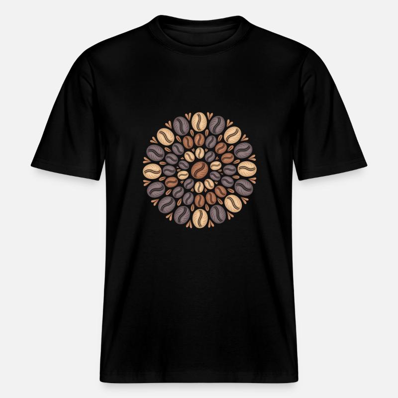 Kaffee Boho Mandala Kaffeebohnen Muster -  RELAXED FIT Unisex Organic T-Shirt - Schwarz