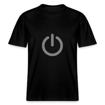 Ausschalten grau -  RELAXED FIT Unisex Organic T-Shirt - Schwarz - Vorne - Alina (178cm) & Michal (187cm)