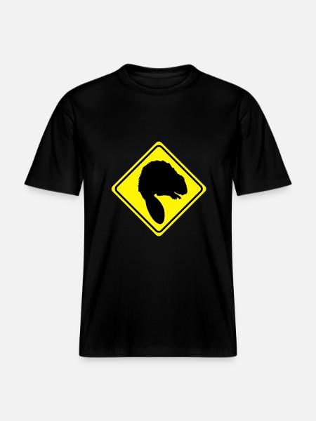 Warnung Biber - 2 farb - RELAXED FIT Unisex Organic T-Shirt - Schwarz
