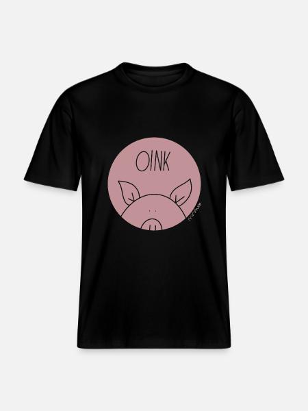 Oink / Pig / Comic by minavi - RELAXED FIT Unisex Organic T-Shirt - black