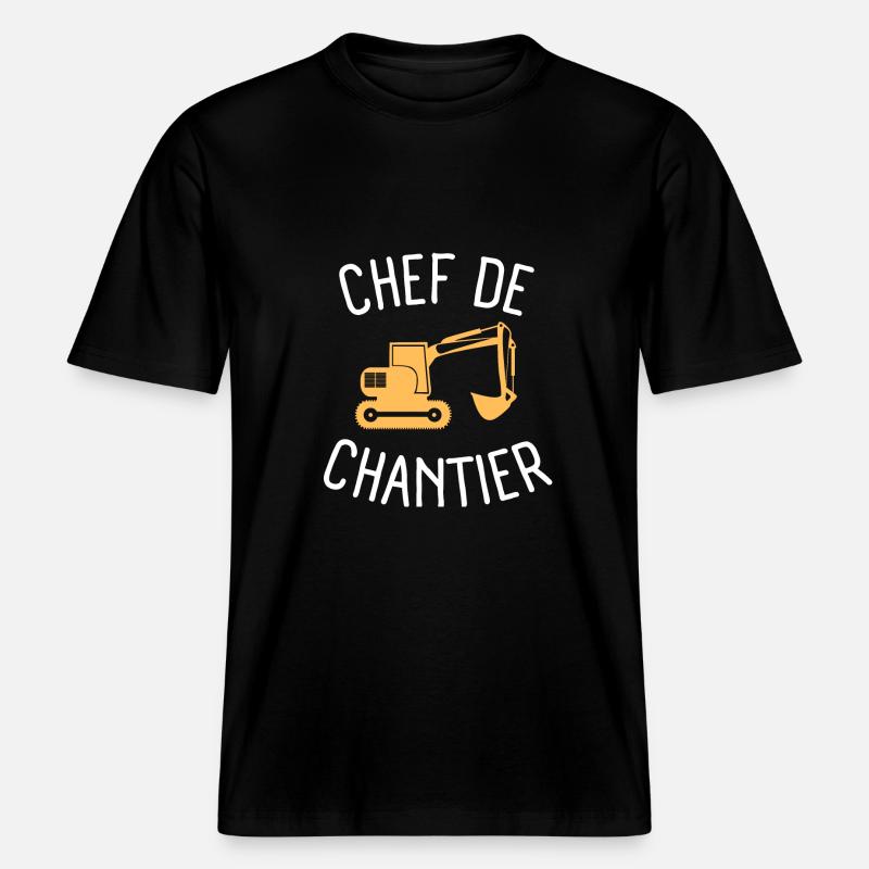 Chef de chantier 1 - T-shirt unisexe RELAXED FIT en coton bio - noir