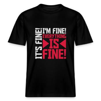 everything is fine quote -  RELAXED FIT Unisex Organic T-Shirt - black - Front - Alina (178cm) & Michal (187cm)