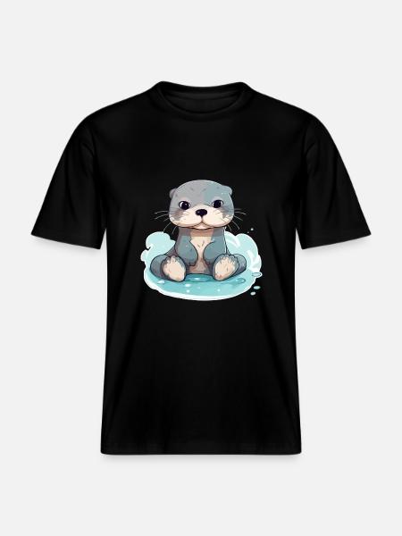 Kiki, der Otter - RELAXED FIT Unisex Organic T-Shirt - Schwarz