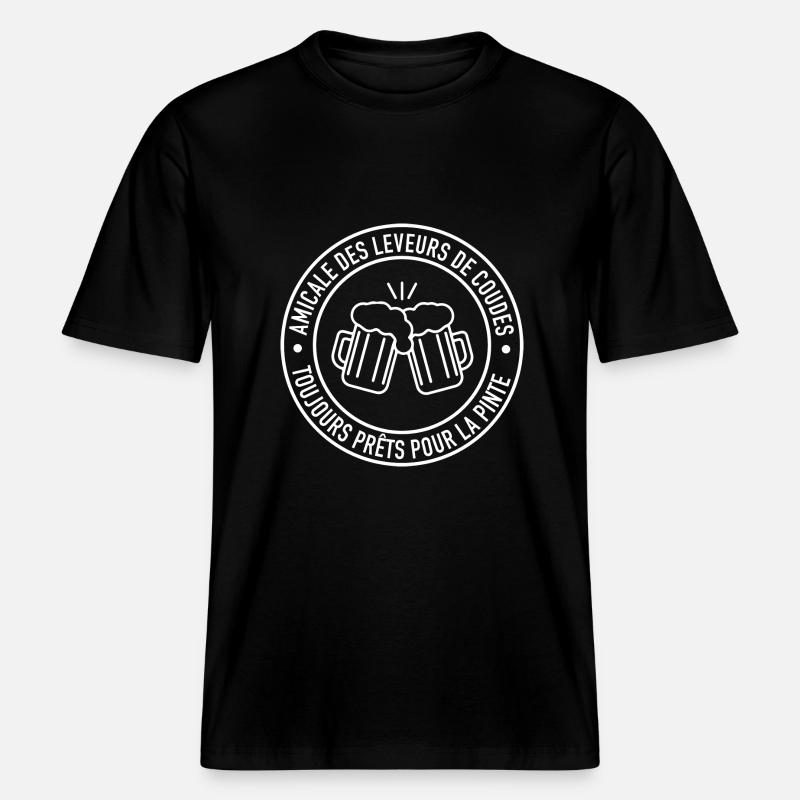 AMICALE LEVEURS DE COUDES - T-shirt unisexe RELAXED FIT en coton bio - noir