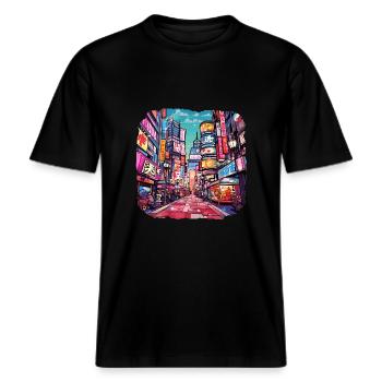 China -  RELAXED FIT Unisex Organic T-Shirt - Schwarz - Vorne - Alina (178cm) & Michal (187cm)