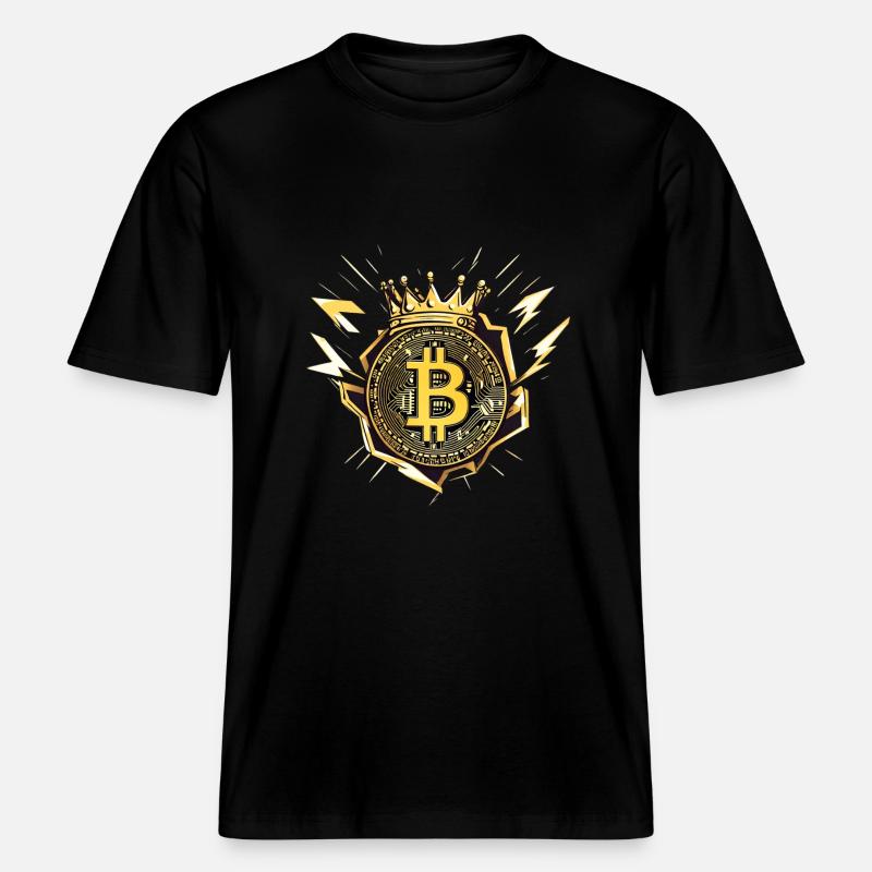 King Bitcoin mit Blitzen -  RELAXED FIT Unisex Organic T-Shirt - Schwarz