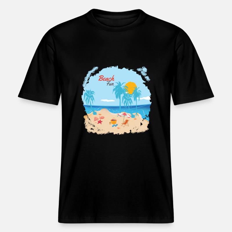 Beach Fun -  RELAXED FIT Unisex Organic T-Shirt - black