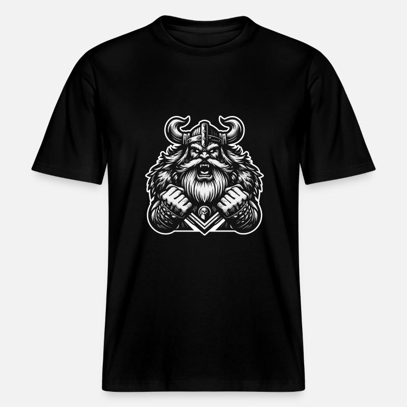 Mächtiger Wikingerkrieger Version 6 -  RELAXED FIT Unisex Organic T-Shirt - Schwarz