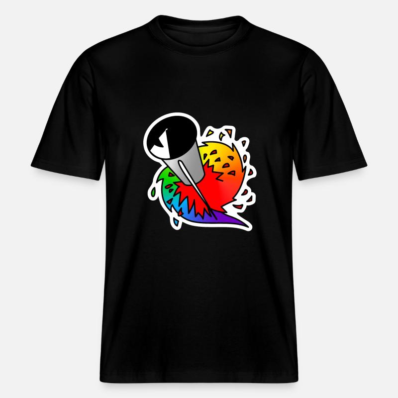 Rainbow Rocket : Sticky Queer Pride - T-shirt unisexe RELAXED FIT en coton bio - noir