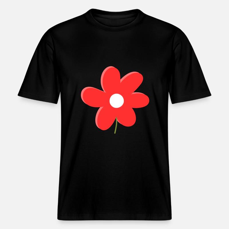 Rote Gänseblümchenblume -  RELAXED FIT Unisex Organic T-Shirt - Schwarz