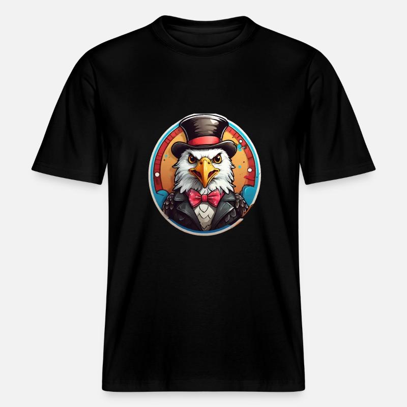 Bande dessinée Funny Eagle -  T-shirt unisexe RELAXED FIT en coton bio - noir