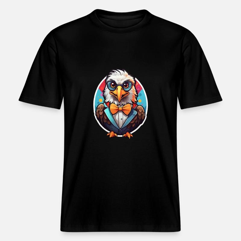 Funny Eagle Comic -  RELAXED FIT Unisex Organic T-Shirt - black