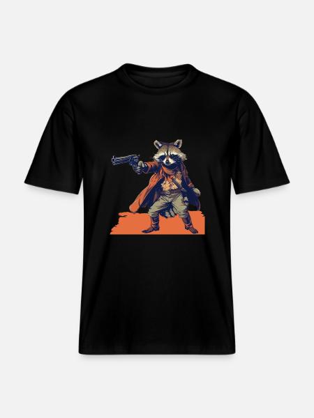 raccoon gunslinger -  RELAXED FIT Unisex Organic T-Shirt - black